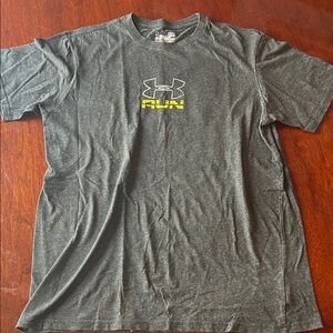 Under Armour Charcoal Tee with Neon Logo size Medium